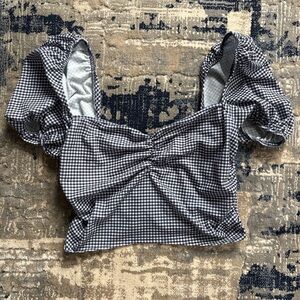 Zara Black and White Gingham Crop Top